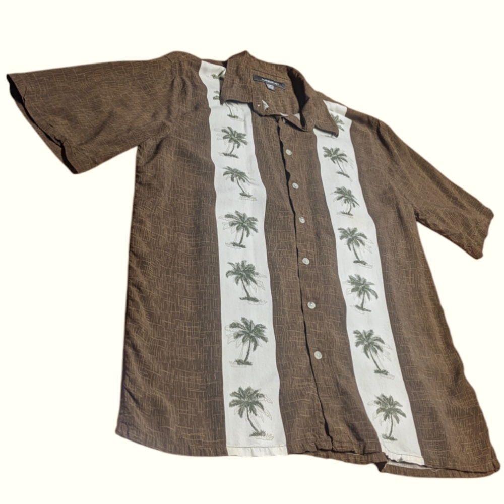Croft & Barrow LT Large Tall Men's Hawaiian Button Down Shirt Tropical Palms